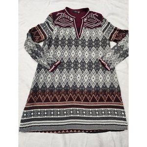 THML Anthropologie Womens Size Medium Black Maroon Embroidered  Top  Boho Tunic